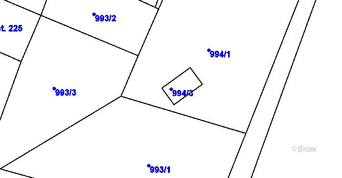 Parcela st. 994/3 v KÚ Dolní Křečany, Katastrální mapa