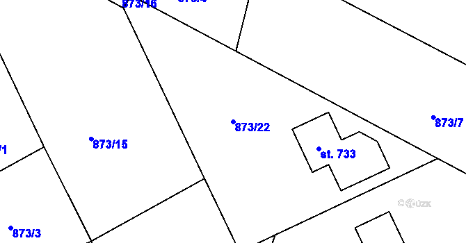 Parcela st. 873/22 v KÚ Dolní Křečany, Katastrální mapa