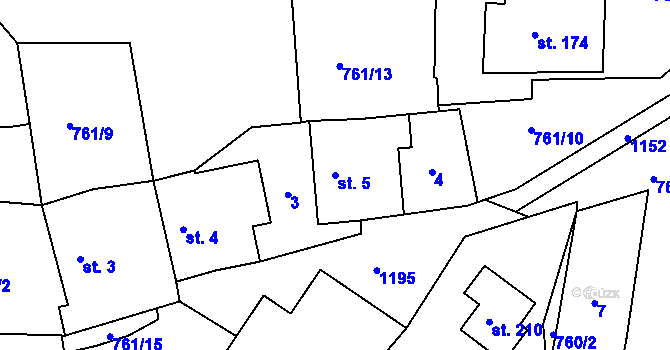 Parcela st. 5 v KÚ Runářov, Katastrální mapa