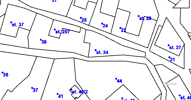 Parcela st. 34 v KÚ Runářov, Katastrální mapa