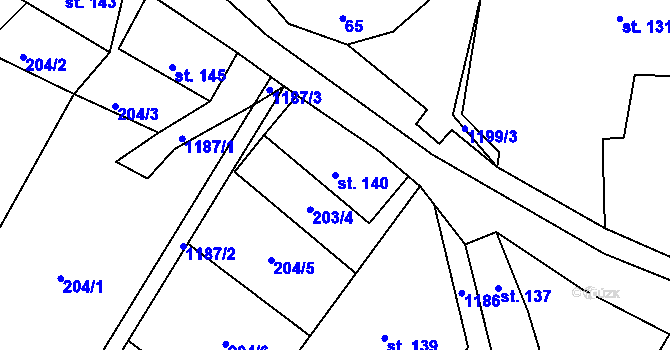 Parcela st. 140 v KÚ Runářov, Katastrální mapa