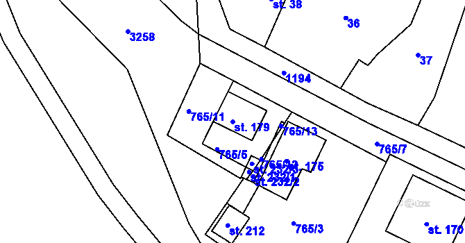 Parcela st. 179 v KÚ Runářov, Katastrální mapa