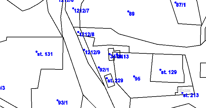 Parcela st. 182/1 v KÚ Runářov, Katastrální mapa