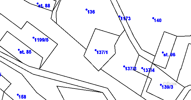 Parcela st. 137/1 v KÚ Runářov, Katastrální mapa