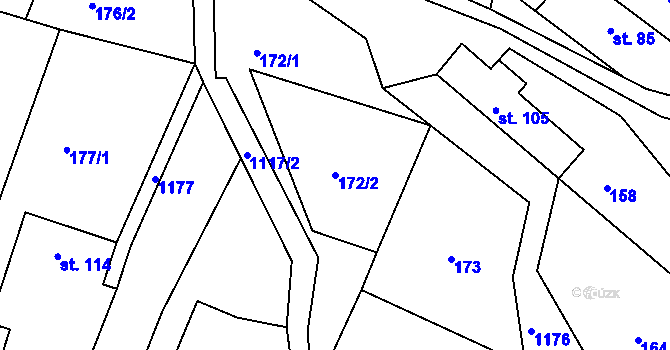Parcela st. 172/2 v KÚ Runářov, Katastrální mapa