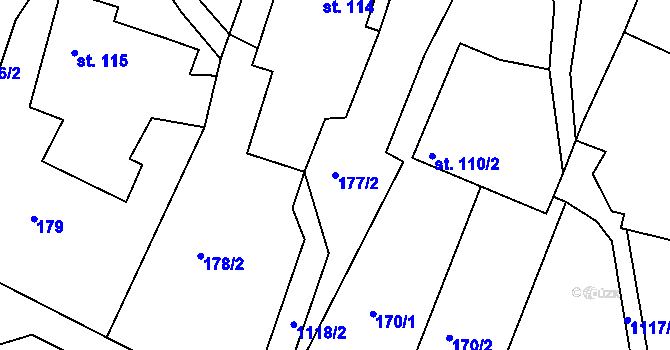 Parcela st. 177/2 v KÚ Runářov, Katastrální mapa