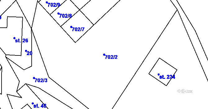 Parcela st. 702/2 v KÚ Runářov, Katastrální mapa