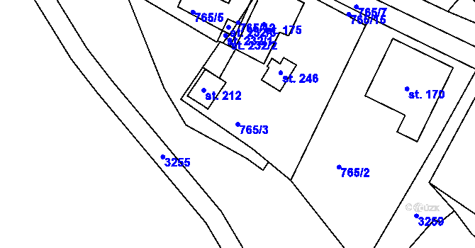 Parcela st. 765/3 v KÚ Runářov, Katastrální mapa