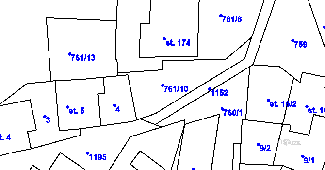 Parcela st. 761/10 v KÚ Runářov, Katastrální mapa