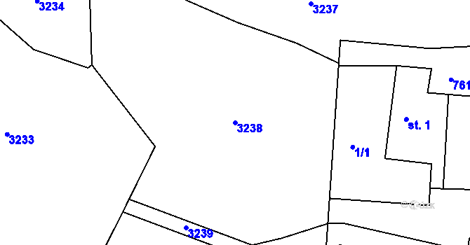 Parcela st. 3238 v KÚ Runářov, Katastrální mapa