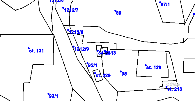 Parcela st. 3412 v KÚ Runářov, Katastrální mapa