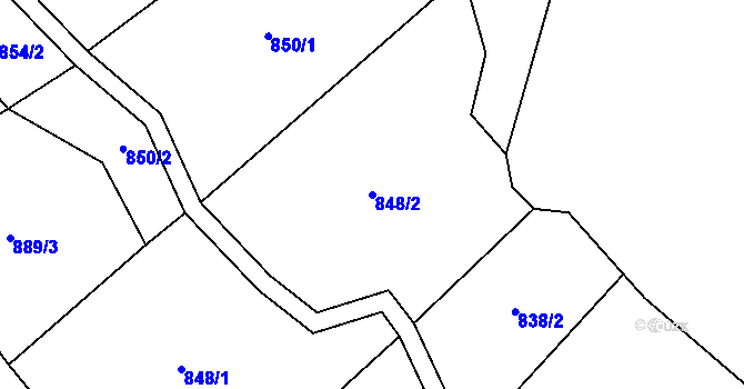 Parcela st. 848/2 v KÚ Runářov, Katastrální mapa