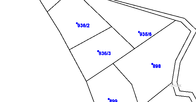 Parcela st. 936/3 v KÚ Runářov, Katastrální mapa