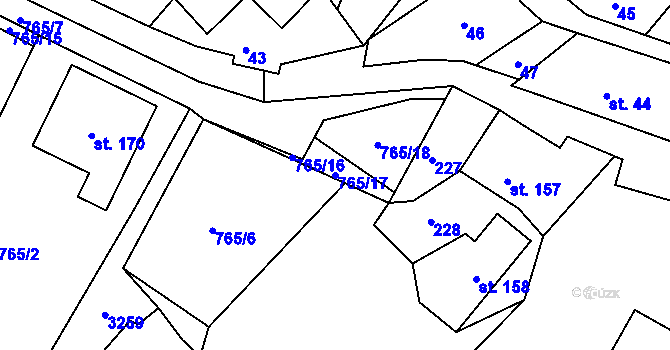 Parcela st. 765/17 v KÚ Runářov, Katastrální mapa