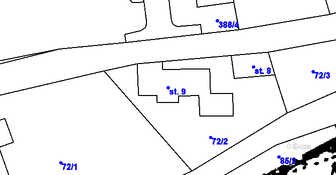 Parcela st. 9 v KÚ Hynčice u Broumova, Katastrální mapa