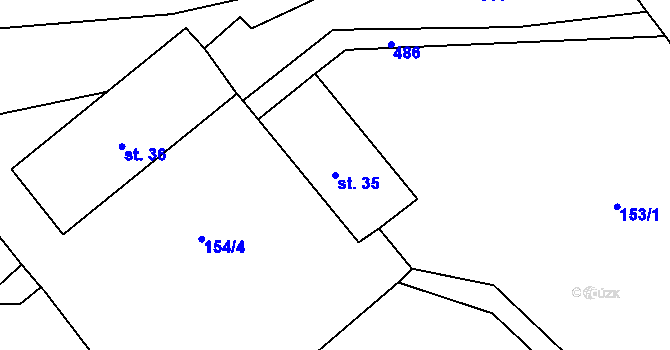 Parcela st. 35 v KÚ Hynčice u Broumova, Katastrální mapa