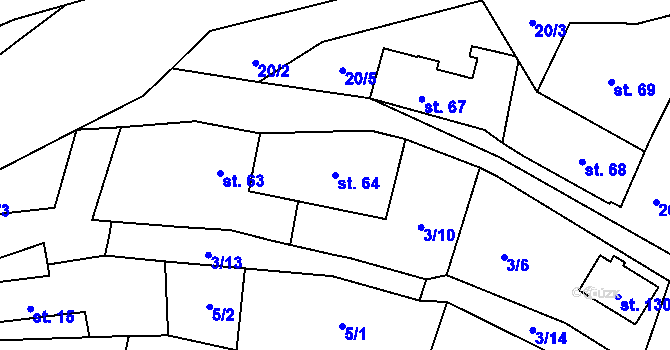 Parcela st. 64 v KÚ Hynčice u Broumova, Katastrální mapa