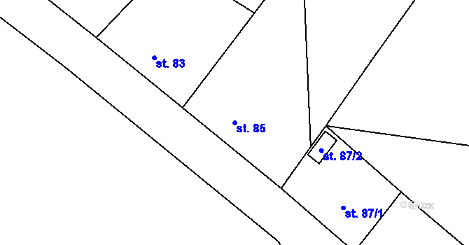 Parcela st. 85 v KÚ Hynčice u Broumova, Katastrální mapa