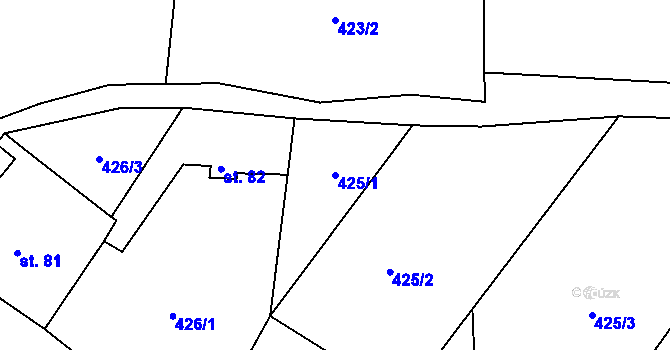 Parcela st. 425/1 v KÚ Hynčice u Broumova, Katastrální mapa
