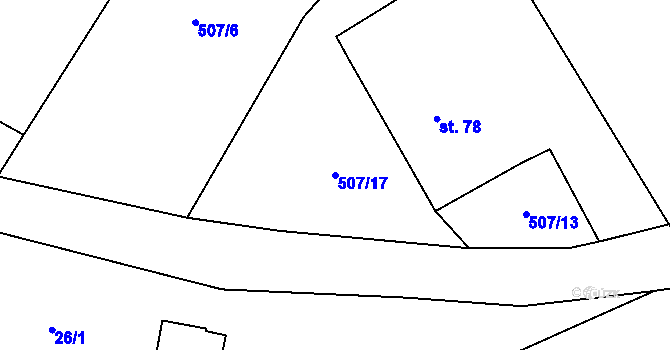 Parcela st. 507/17 v KÚ Hynčice u Broumova, Katastrální mapa