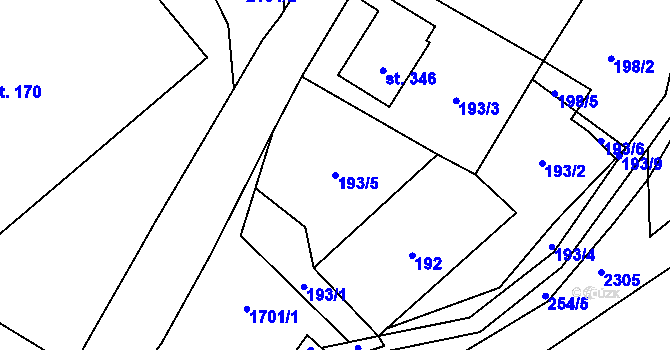 Parcela st. 193/5 v KÚ Ruprechtice u Broumova, Katastrální mapa