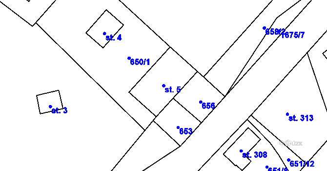 Parcela st. 5 v KÚ Ruprechtice u Broumova, Katastrální mapa