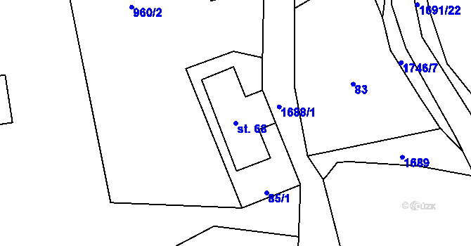 Parcela st. 68 v KÚ Ruprechtice u Broumova, Katastrální mapa