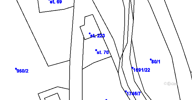 Parcela st. 70 v KÚ Ruprechtice u Broumova, Katastrální mapa