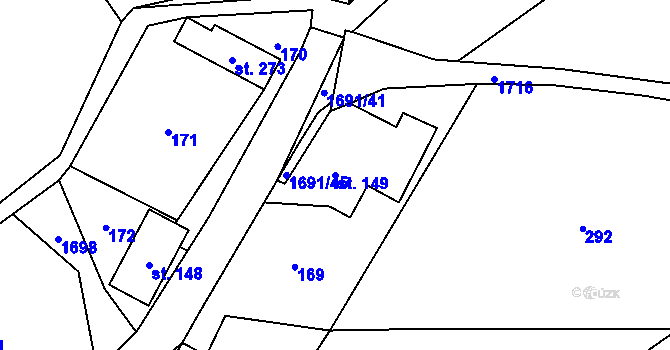 Parcela st. 149 v KÚ Ruprechtice u Broumova, Katastrální mapa