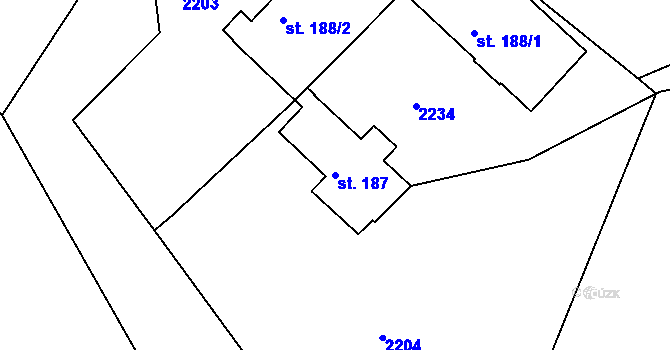Parcela st. 187 v KÚ Ruprechtice u Broumova, Katastrální mapa