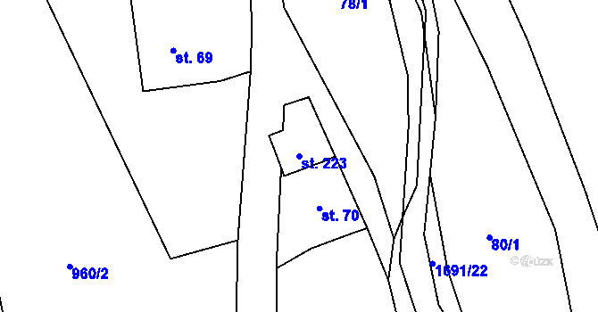 Parcela st. 223 v KÚ Ruprechtice u Broumova, Katastrální mapa