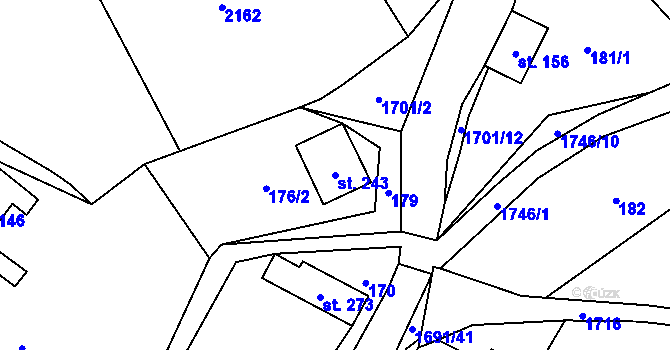 Parcela st. 243 v KÚ Ruprechtice u Broumova, Katastrální mapa