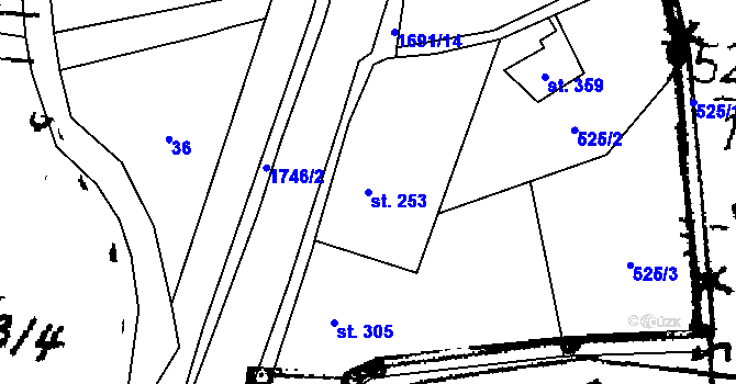 Parcela st. 253 v KÚ Ruprechtice u Broumova, Katastrální mapa