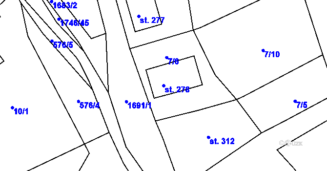 Parcela st. 278 v KÚ Ruprechtice u Broumova, Katastrální mapa