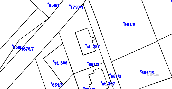 Parcela st. 287 v KÚ Ruprechtice u Broumova, Katastrální mapa