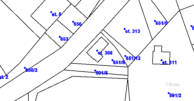 Parcela st. 308 v KÚ Ruprechtice u Broumova, Katastrální mapa