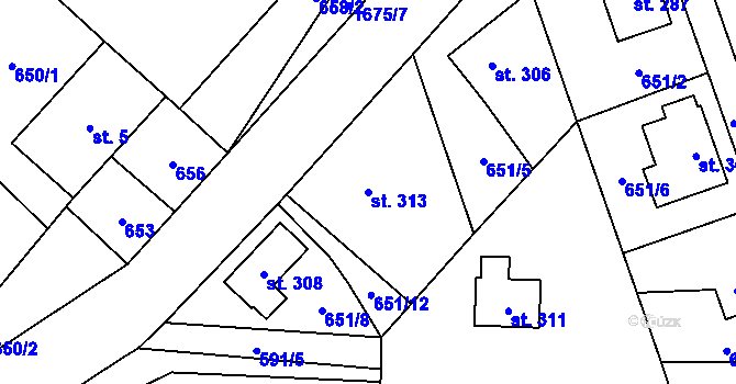 Parcela st. 313 v KÚ Ruprechtice u Broumova, Katastrální mapa