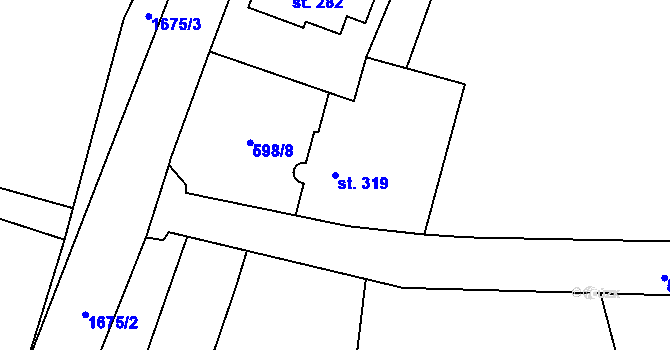 Parcela st. 319 v KÚ Ruprechtice u Broumova, Katastrální mapa