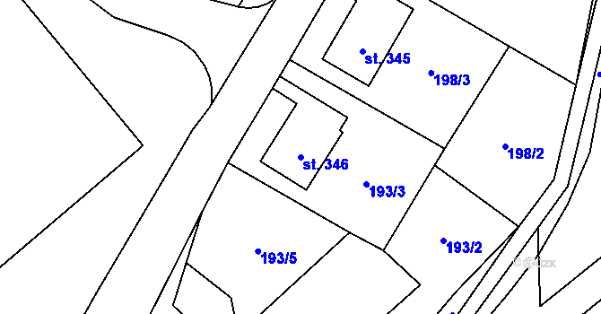 Parcela st. 346 v KÚ Ruprechtice u Broumova, Katastrální mapa