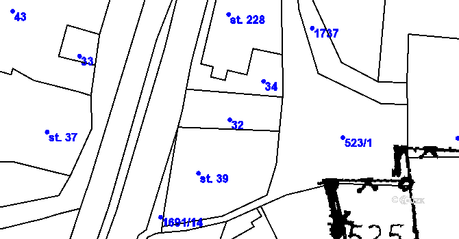 Parcela st. 32 v KÚ Ruprechtice u Broumova, Katastrální mapa