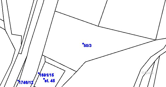 Parcela st. 50/3 v KÚ Ruprechtice u Broumova, Katastrální mapa