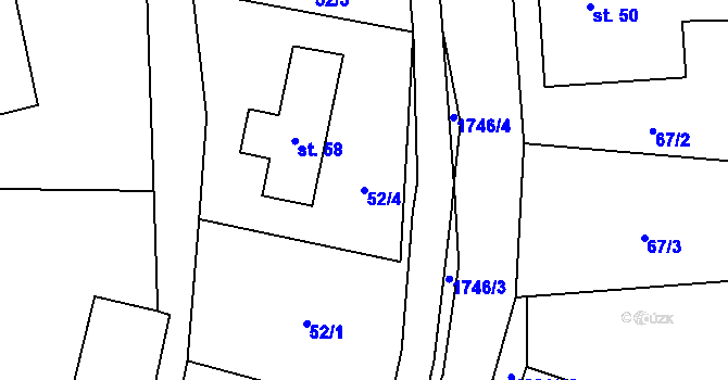 Parcela st. 52/4 v KÚ Ruprechtice u Broumova, Katastrální mapa