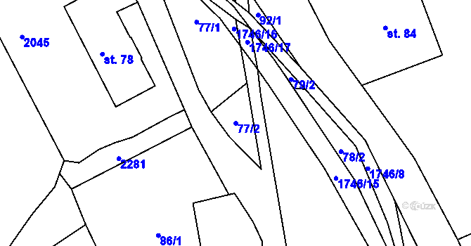 Parcela st. 77/2 v KÚ Ruprechtice u Broumova, Katastrální mapa