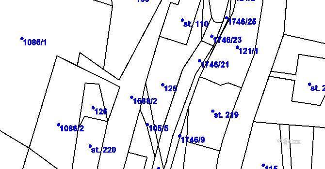 Parcela st. 125 v KÚ Ruprechtice u Broumova, Katastrální mapa
