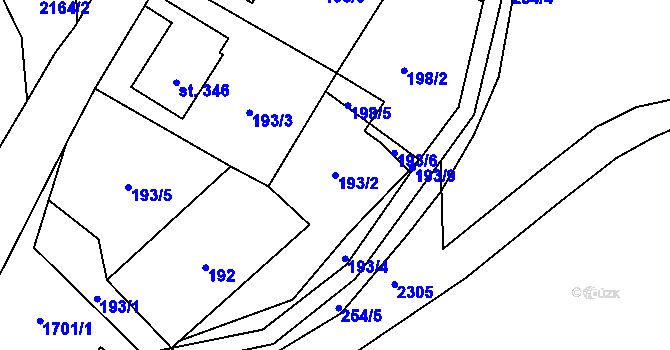 Parcela st. 193/2 v KÚ Ruprechtice u Broumova, Katastrální mapa