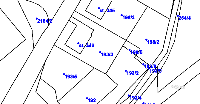 Parcela st. 193/3 v KÚ Ruprechtice u Broumova, Katastrální mapa