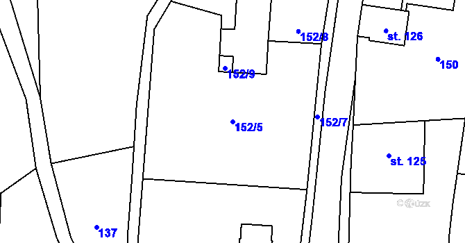 Parcela st. 152/5 v KÚ Ruprechtice u Broumova, Katastrální mapa