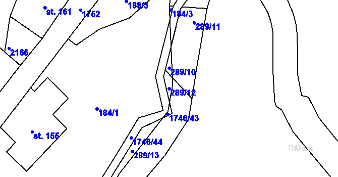 Parcela st. 289/12 v KÚ Ruprechtice u Broumova, Katastrální mapa