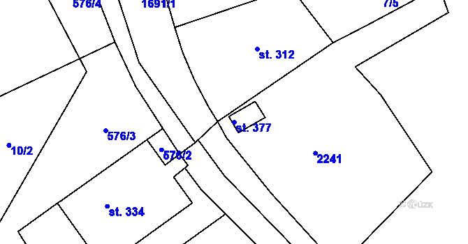 Parcela st. 377 v KÚ Ruprechtice u Broumova, Katastrální mapa