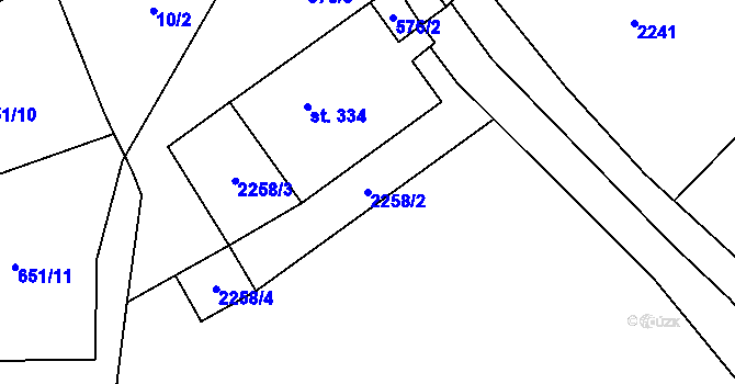 Parcela st. 2258/2 v KÚ Ruprechtice u Broumova, Katastrální mapa